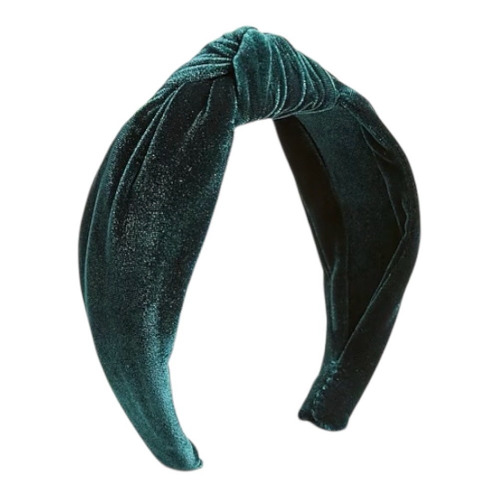NWT J. Crew Velvet Knot Headband, Elegant Preppy Holiday Luxe Wicked Green